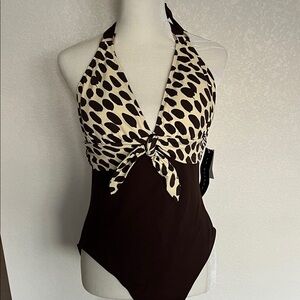 La Blanca Animal print Halter Tie One Piece Swimsuit